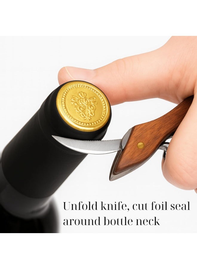 Professional Waiter’s Corkscrew – Double-Hinged Wine Opener with Wooden Handle & Leather Case, Durable Stainless Steel Wine Key for Bar, Restaurant & Home - Image 4