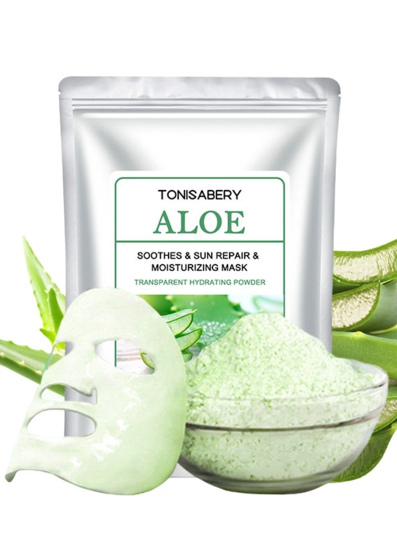 TONISABERY مسحوق قناع الوجه من الصبار القابل للإزالة يهدئ أضرار الشمس ويصلح ويرطب البشرة قناع مرطب شفاف مغذي للوجه للرجال والنساء 20 جرام - Image 1