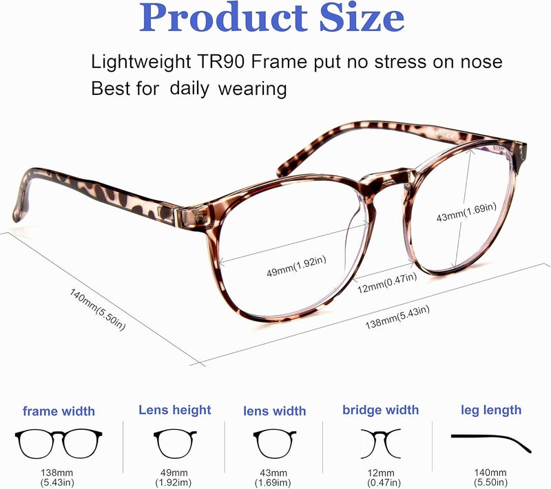 FEIYOLD Blue Light Blocking Glasses Women/Men,Retro Round Anti Eyestrain Computer Gaming Glasses(2Pack) - Image 5