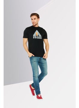 DIESEL Men Crew Neck Short Sleeves Graphic Printed  T-Shirt, Black  - Image 4