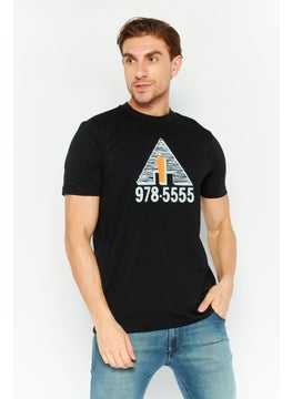 DIESEL Men Crew Neck Short Sleeves Graphic Printed  T-Shirt, Black  - Image 1