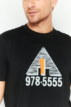 DIESEL Men Crew Neck Short Sleeves Graphic Printed  T-Shirt, Black  - Image 3