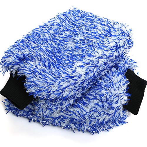 TAKAVU New Car Wash Mitt, 2 Pack Premium Cyclone Microfiber Washing Gloves, Holds Tons of Sudsy Water for Effective Washing, Machine Washable, Lint Free, Scratch Free (Blue) - Image 1