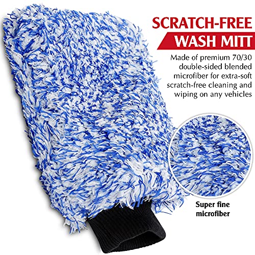 TAKAVU New Car Wash Mitt, 2 Pack Premium Cyclone Microfiber Washing Gloves, Holds Tons of Sudsy Water for Effective Washing, Machine Washable, Lint Free, Scratch Free (Blue) - Image 2