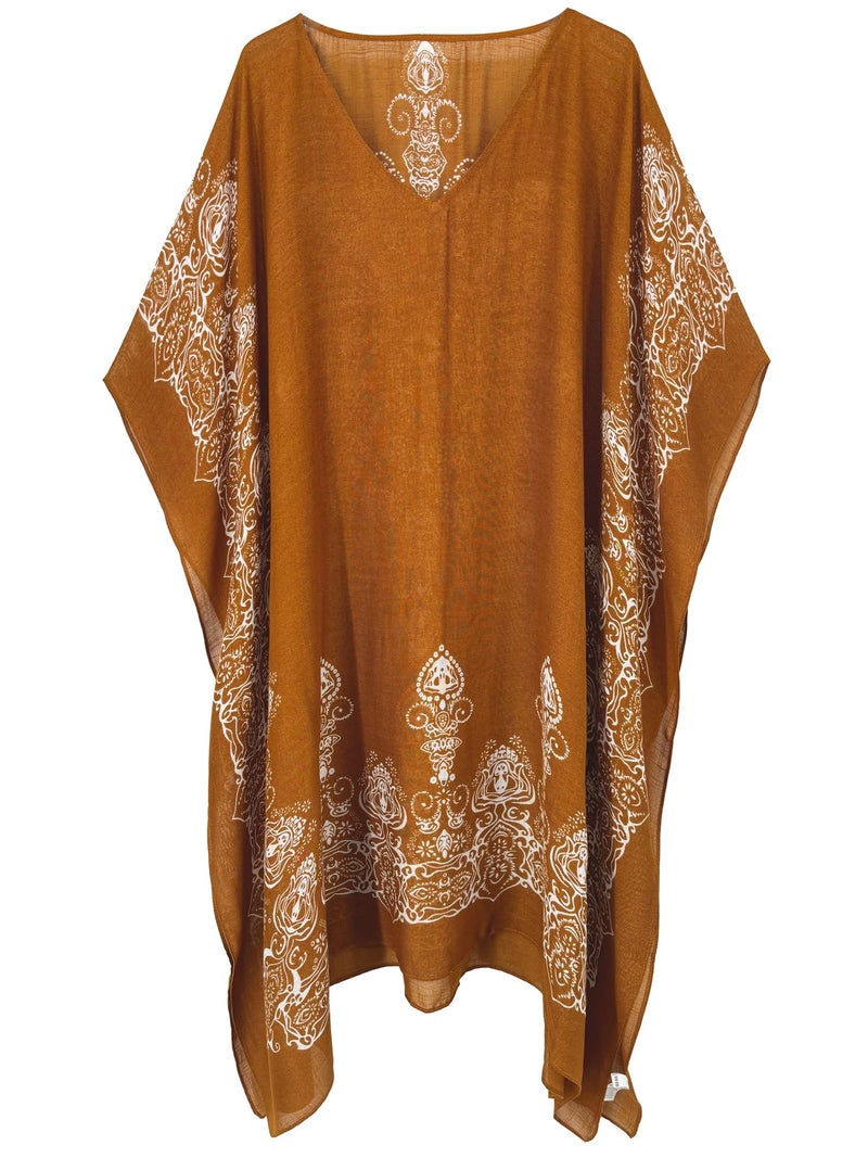 Moss Rose Caftan for Women Beach Cover up Swimsuit Kimono Cardigan with Bohemian Floral Print - Image 2