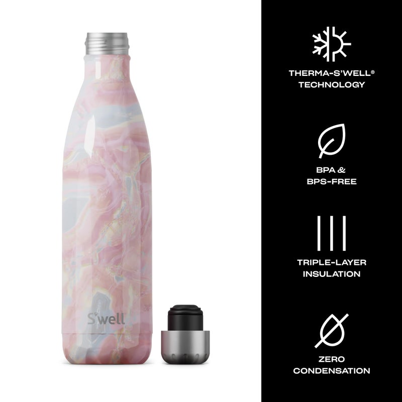 S'well Stainless Steel Water Bottle, 25oz, Geode Rose, Triple Layered Vacuum Insulated Containers Keeps Drinks Cold for 48 Hours and Hot for 24, BPA Free, Perfect for On the Go - Image 3