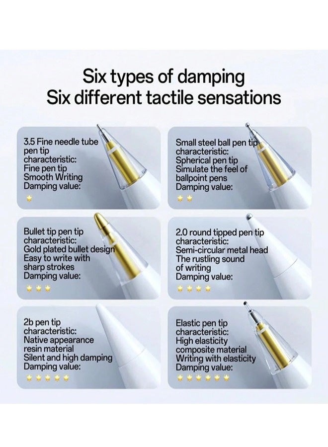 ShebSheb Replacement Pencil Tips for Apple Pencil Pro/2nd Gen/1st Gen/USB-C, No Wear Out Metal Nibs, Precise Control Mix Replacement Tips (6 Pack) - Image 2