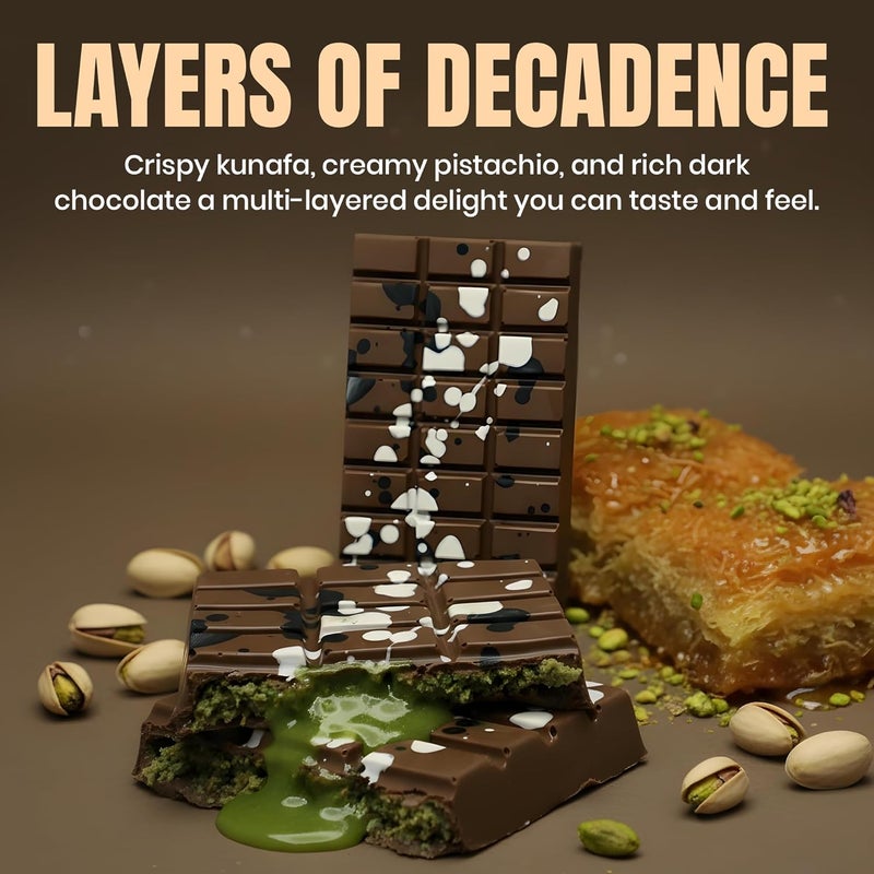 Karish Camel Milk Pistachio Kunafe Chocolate Bar 150g – Rich Cocoa & Nutty Gourmet Treat, Low-Sugar Delight - Image 5