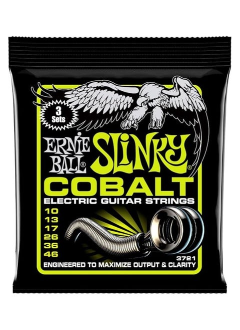 Ernieball P03721 regular slinky cobalt electrictric guitar strings 3 pack - 10-46 gauge