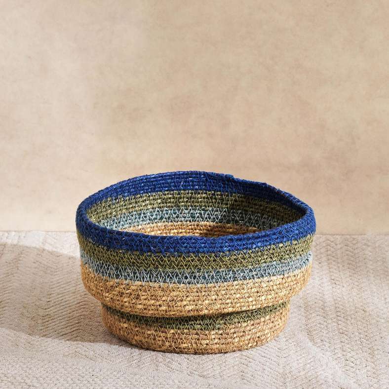 Pan Home Cornelia Sea Grass Basket 21x21x13.5cm - Blue