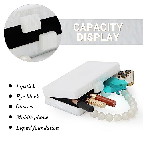 Fecialy Women Acrylic Clutch Purse Beads Evening Handbag Marble Clutch Formal Party Bridal Wedding Crossbody Bag - Image 5