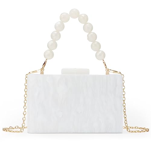 Fecialy Women Acrylic Clutch Purse Beads Evening Handbag Marble Clutch Formal Party Bridal Wedding Crossbody Bag - Image 1