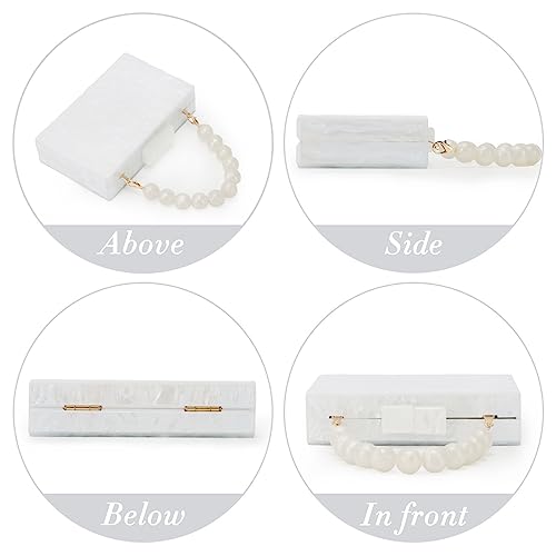 Fecialy Women Acrylic Clutch Purse Beads Evening Handbag Marble Clutch Formal Party Bridal Wedding Crossbody Bag - Image 3