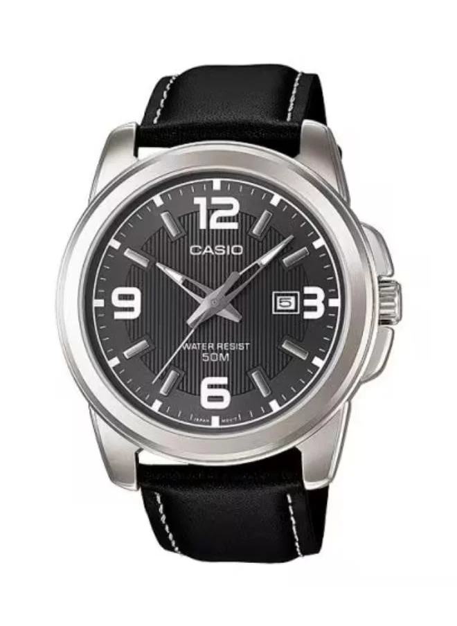 كاسيو Men's Analog Display Watch With Black Leather Strap - MTP-1314L-8A