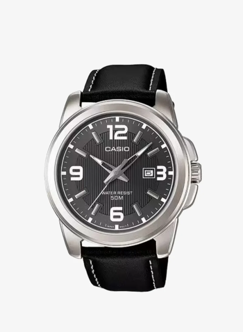 CASIO Men's Leather Analog Watch MTP-1314L-8A - 44.9 mm