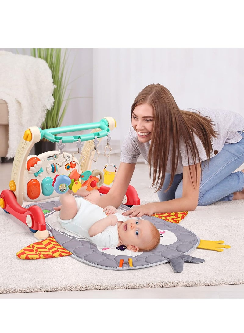 MaBaby Baby Gym Play Mat & Baby Learning Walker, Baby Activity Mat with Play Piano, Musical Activity Center with Lights, Baby Push Walkers & Tummy Time Mat for Infant Newborn Toddlers - Image 5