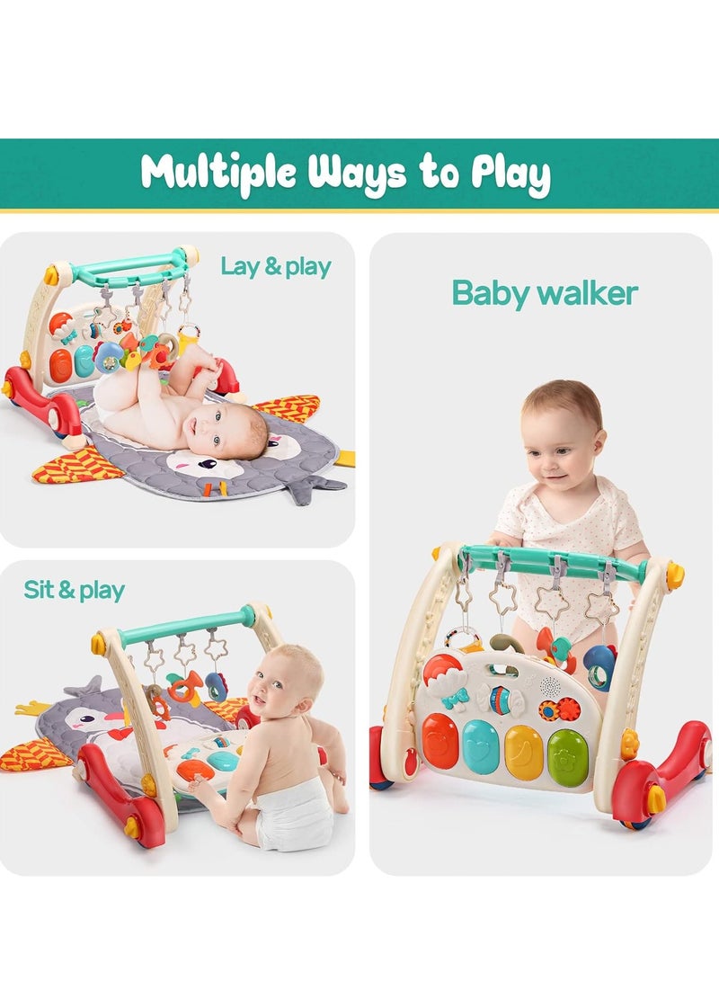 MaBaby Baby Gym Play Mat & Baby Learning Walker, Baby Activity Mat with Play Piano, Musical Activity Center with Lights, Baby Push Walkers & Tummy Time Mat for Infant Newborn Toddlers - Image 4
