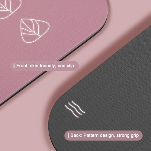iodoo Foldable Yoga Mat 72" L x 32" W x 0.32 Inch Extra Thicked and Wided, Folding Yoga Mat for Travel with Canvas Carrying Bag, Non-Slip TPE Exercise Pilates Mat (Black-Pink) - Image 3