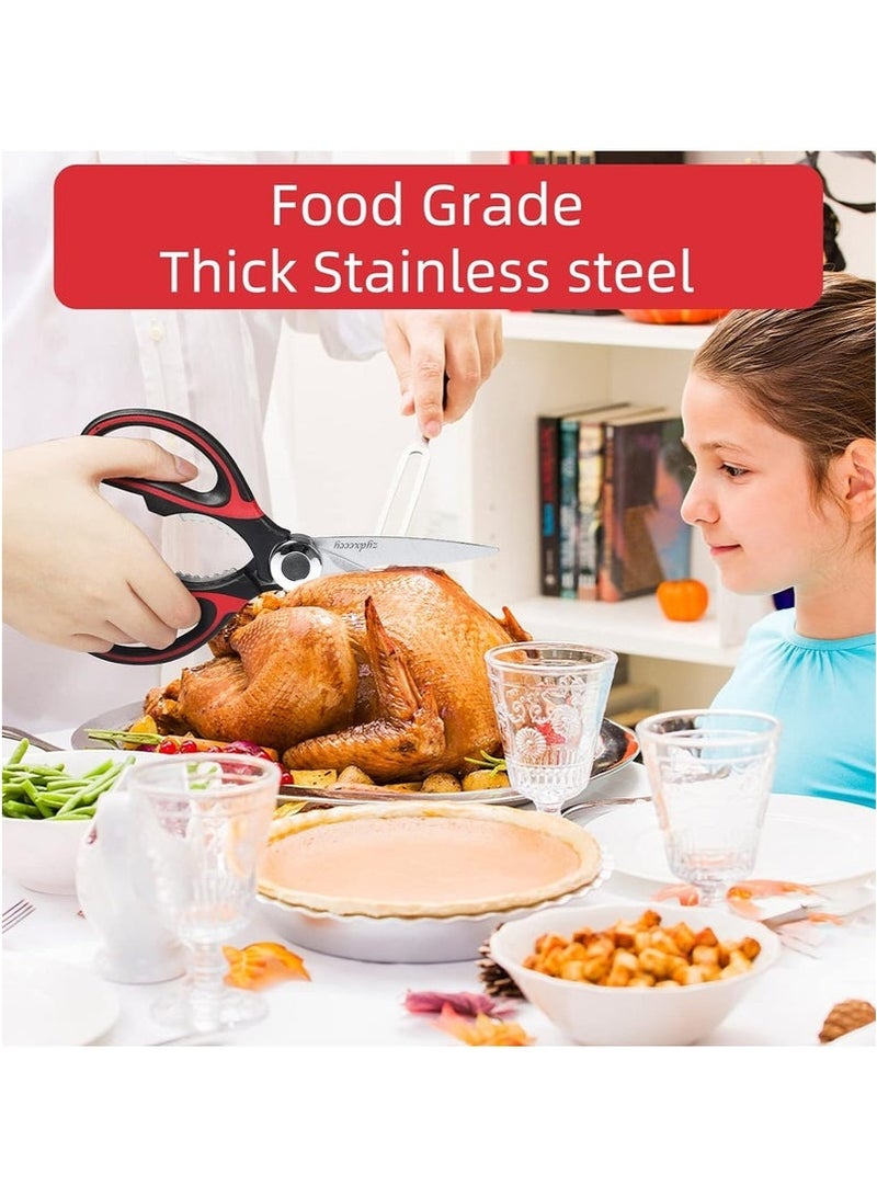 2 Pack Heavy Duty Kitchen Shears Stainless Steel Sharp Cooking Shears with Cover Multipurpose Cooking Scissors for Meat Chicken Bone Veg Poultry Fish - Image 4