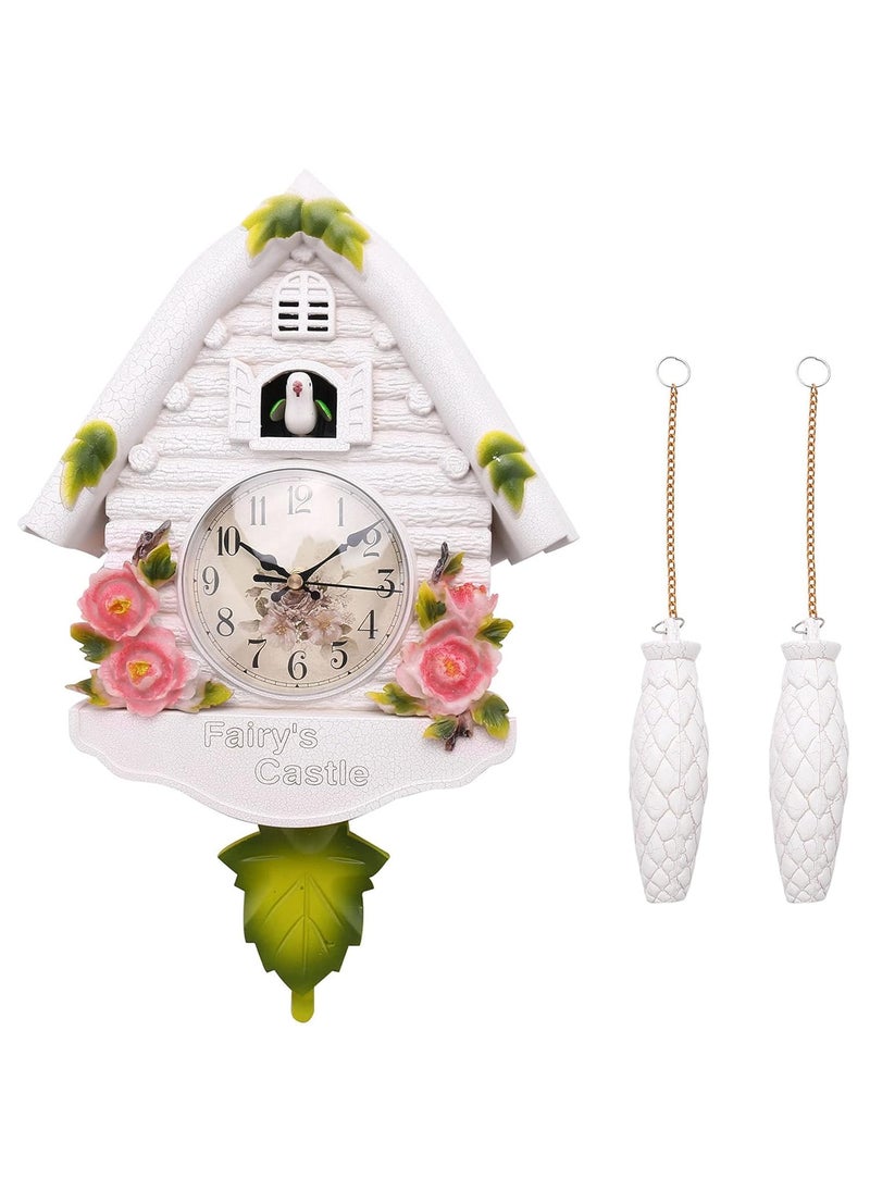 Three Secondz Three Secondz Cute Bird Wall Clock Cuckoo Clock Bedroom Decor Home Day Time Alarm Clocks 26cm x 42cm White 