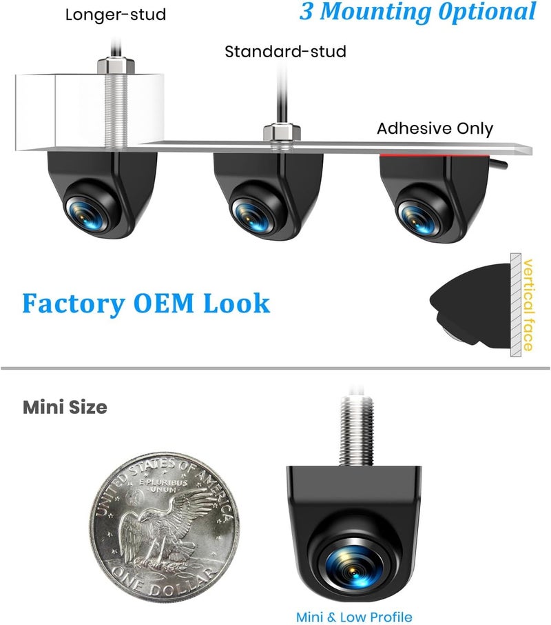 AUTO-VOX CAM7 180° Front/Reverse Camera, 1080P Mini Style, Waterproof Backup Camera for SUVs and Trucks - Image 4