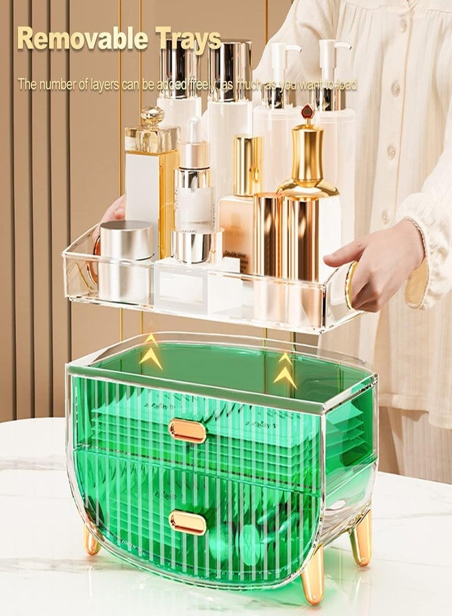 Clefairy 3-Layer Makeup Storage Organizer,Cosmetics Display Case with Lid,Transparent Storage Boxes Clear Skincare Storage for Dresser Bathroom - Image 4