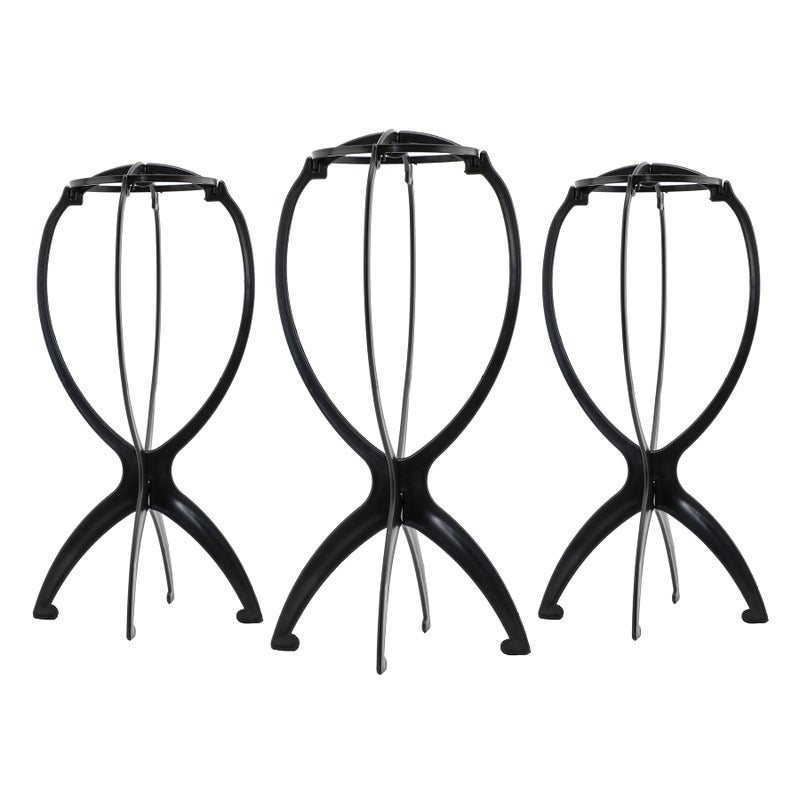DANSEE Short Wig Stand 3 Pack Wig Holder for Multiple Wigs 142 Inches Hat Stand Display