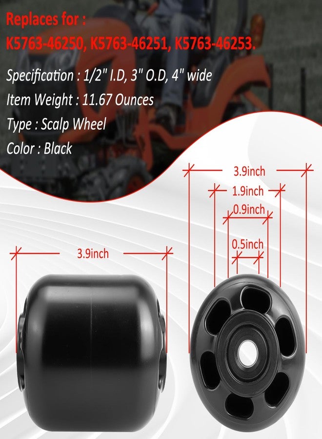 HASME 1/2" x 3" x 4" Deck Roller Anti Scalp Wheel Replacements for KUBOTA Replaces for K5763-46250 K5763-46251 K5763-46253 Fits for RCK48P-723Z RCK54-18Z RCK54-24B RCK54-29B RCK54-32 - Image 5