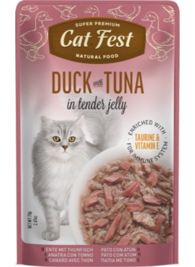 Cat Fest Duck With Tuna In Tender Jelly For Cats - 4 pouch, each pouch size 70g - Image 2
