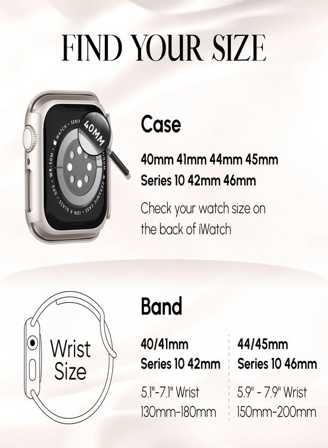 Knossen Braided Stretchy Band Compatible for Apple Watch Bands for Women and Case 40mm 41mm 42mm 44mm 45mm 46mm, Solace Solo Loop Bling Diamond Screen Protector Cover for iWatch Series 10 9 8 7 SE 6 5 4 - Image 5