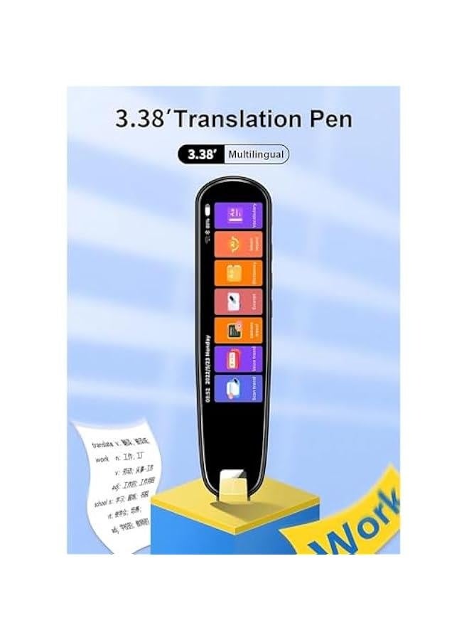 Digital Translation Pen, 3.38in Touchscreen Text to Speech Languages Translator Pen Scanner, Real Time 134 Languages Portable Dictionary Pen for Travel Reading Learning Meeting - Image 2