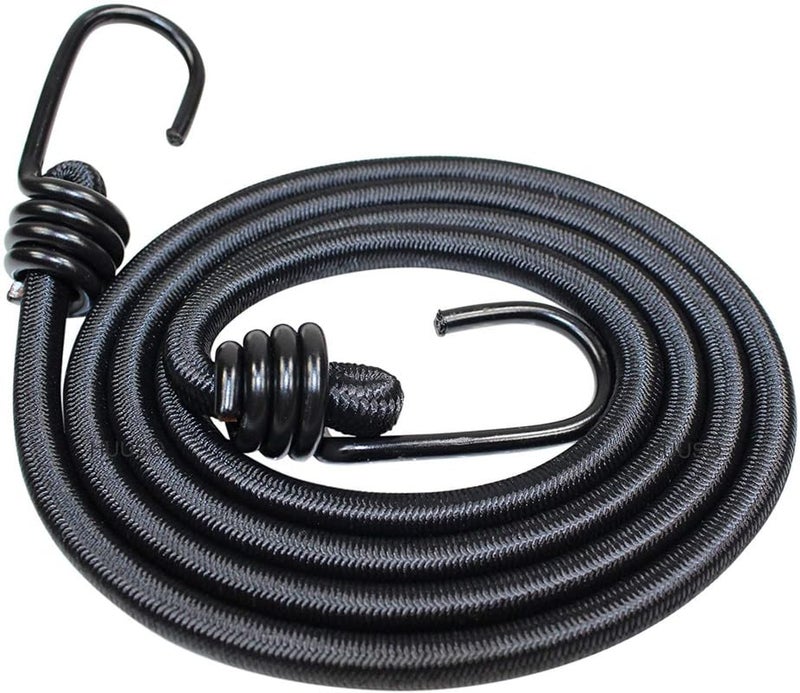 HUUSO 1.8 Mtr Pro-Grade Multipurpose Black Elastic Heavy-Duty Bungee Cord Rope Strong, Stretchy and Reliable, Suitable for Bike, Car, Tie Down, Camping, Carrying and Organizing Things (Pack of 4) - Image 1