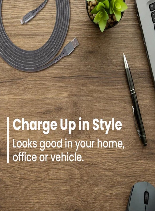 Ventev ChargeSync Alloy Apple Lightning Cable | Universally Compatible with iPhone Devices, Fast Charging, Tangle-Resistant Cord, Mfi Certified, No-Fray Durability | 4Ft Steel Gray (509320) - Image 2