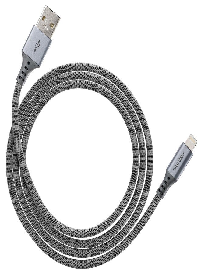 Ventev ChargeSync Alloy Apple Lightning Cable | Universally Compatible with iPhone Devices, Fast Charging, Tangle-Resistant Cord, Mfi Certified, No-Fray Durability | 4Ft Steel Gray (509320) - Image 1