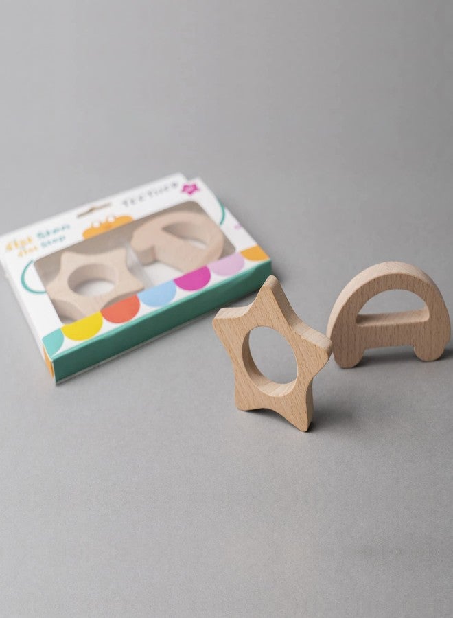 1st Step BPA Free Teether Made of 100% Natural Wood with No Sharp Edges (Car & Star) - Image 3