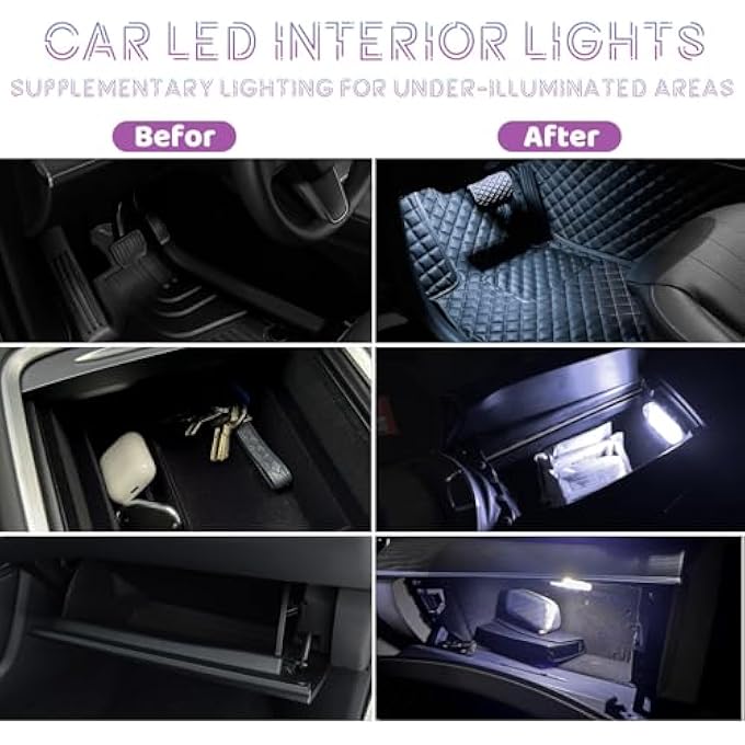 KASTWAVE 2 Pcs Car Led Interior Lights Usb Rechargeable Wireless Touch Ambient Lighting For Footwell Boot Car Doors Armrest Boxes 7 Colors - Image 2