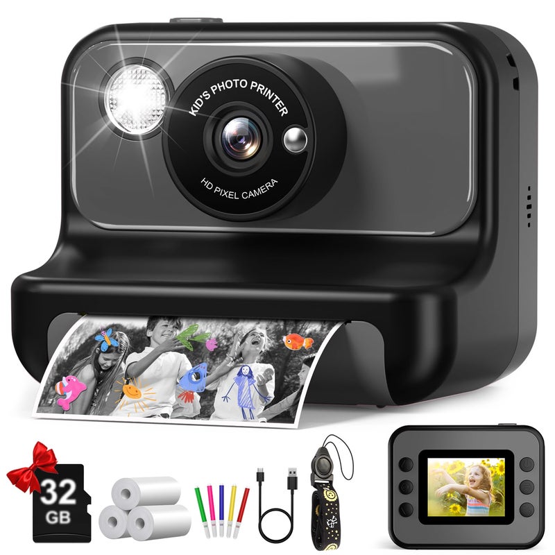 Gofunly Kids Camera Instant Print Christmas Birthday Gifts for Girls and Boys Kids Camera 1080P HD Video Digital Camera Toddler Toy for 312 Years Old Black - Image 2