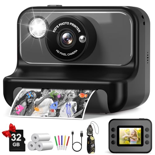 Gofunly Kids Camera Instant Print Christmas Birthday Gifts for Girls and Boys Kids Camera 1080P HD Video Digital Camera Toddler Toy for 312 Years Old Black - Image 1