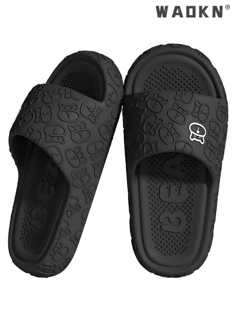 WAOKN Slippers for Women Quick Drying Slide Sandal with Thick Sole Non-Slip Soft Shower Slippers Open Toe Spa Bath Pool Gym House Sandals for Indoor & Outdoor Casual Indoor Bathroom Home Non-slip Shoes - Image 3