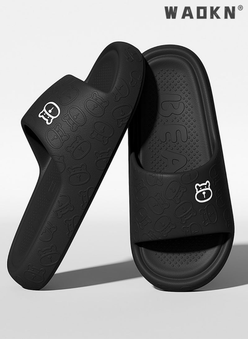 WAOKN Slippers for Women Quick Drying Slide Sandal with Thick Sole Non-Slip Soft Shower Slippers Open Toe Spa Bath Pool Gym House Sandals for Indoor & Outdoor Casual Indoor Bathroom Home Non-slip Shoes - Image 5