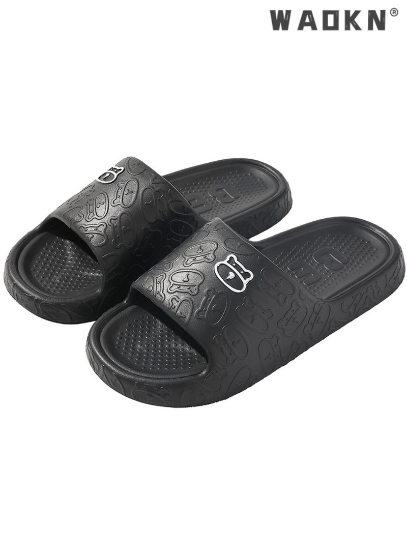 WAOKN Slippers for Women Quick Drying Slide Sandal with Thick Sole Non-Slip Soft Shower Slippers Open Toe Spa Bath Pool Gym House Sandals for Indoor & Outdoor Casual Indoor Bathroom Home Non-slip Shoes - Image 1
