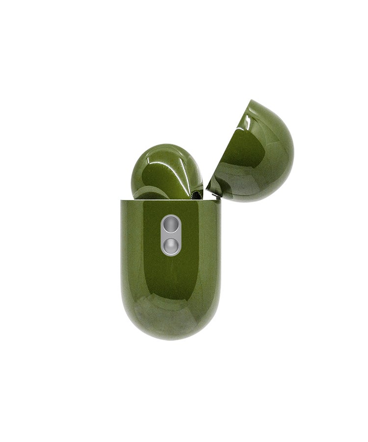 كافيار حافظة AirPods Pro 3 مخصصة مع طلاء مقاوم للخدش والصدمات ومتين وأنيق، تصميم مخصص، مناسب تمامًا لـ AirPods Pro 3 باللون الأخضر العسكري اللامع - Image 3