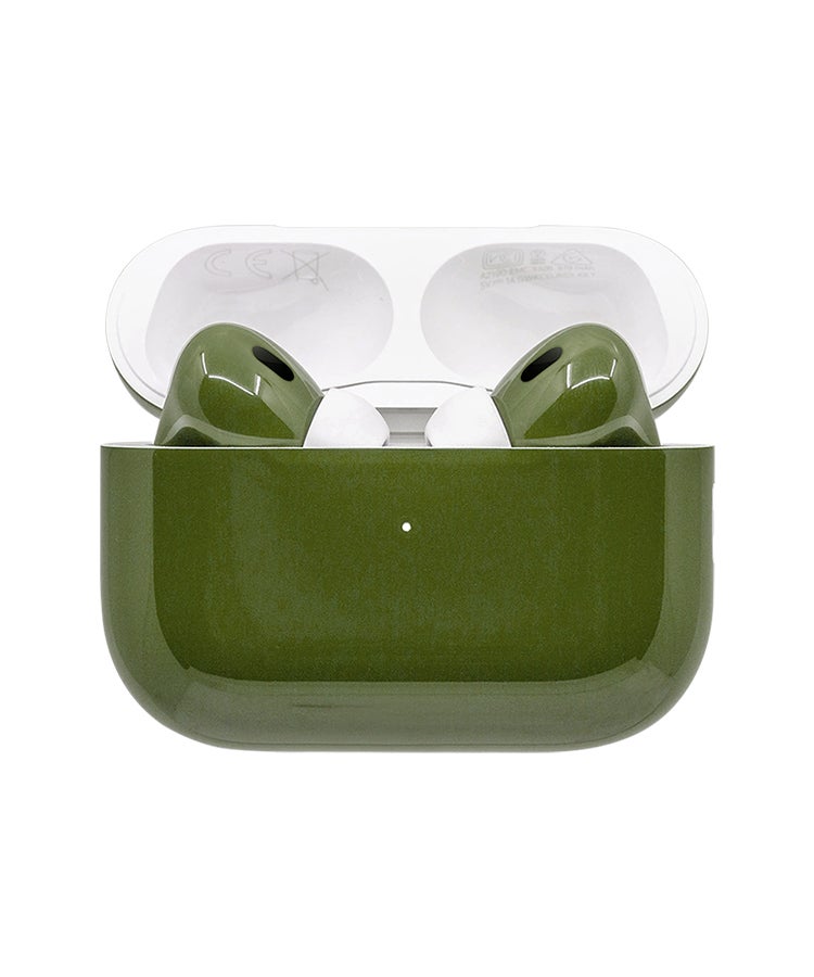 Customized AirPods Pro 3 Case with Automotive-Grade Paint Scratch-Resistant, Shockproof, Durable, Stylish Protective Cover, Personalized Design, Perfect Fit for Airpods Pro 3 Glossy Army Green
