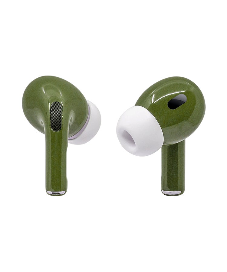 كافيار حافظة AirPods Pro 3 مخصصة مع طلاء مقاوم للخدش والصدمات ومتين وأنيق، تصميم مخصص، مناسب تمامًا لـ AirPods Pro 3 باللون الأخضر العسكري اللامع - Image 4