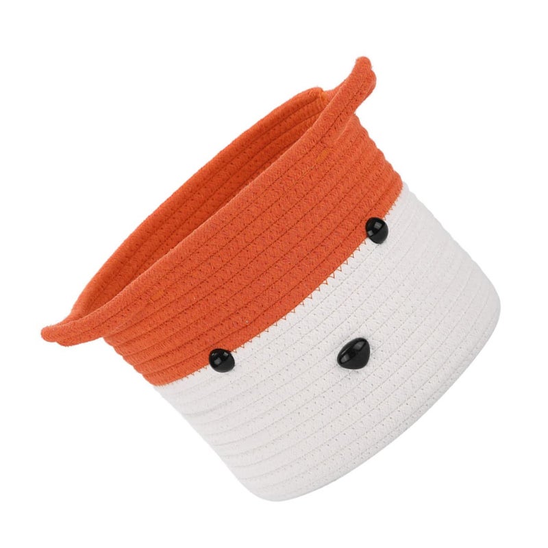 Woven Cotton Storage Baskets Orange White Home Decor Makeup Organizer Food Holder - Image 2
