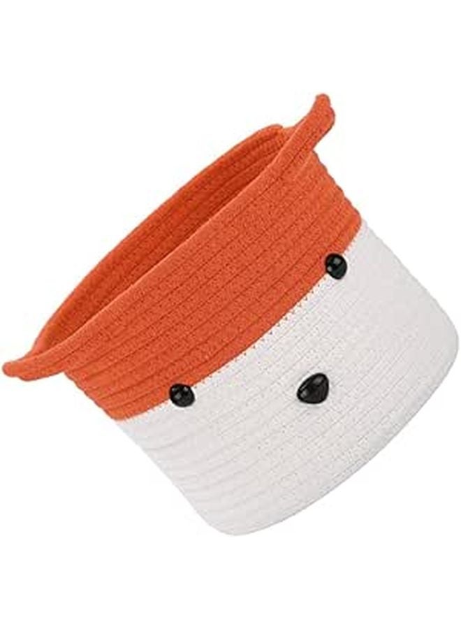 Woven Cotton Storage Baskets Orange White Home Decor Makeup Organizer Food Holder - Image 1