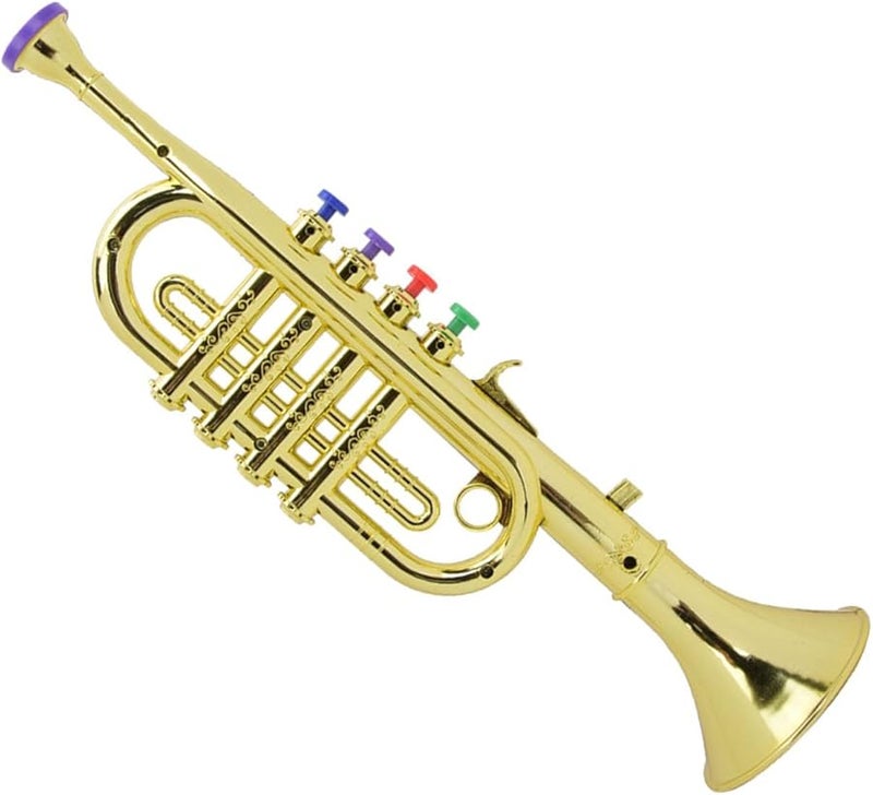 Golden Plastic Kids Trumpet Lightweight Musical Toy For Toddlers With 4 Color Keys - Image 4