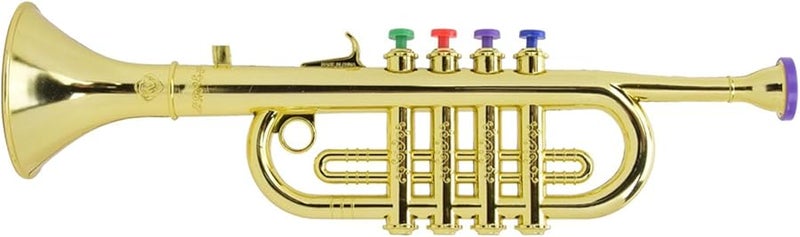 Golden Plastic Kids Trumpet Lightweight Musical Toy For Toddlers With 4 Color Keys - Image 3