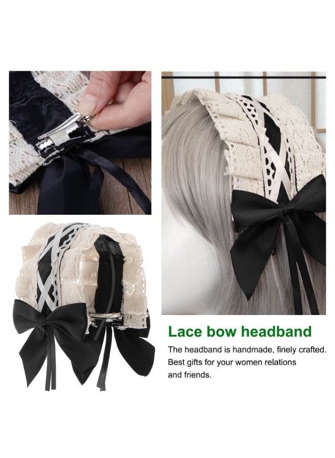 HSEAMALL Women's Lolita Headband Black Lace Maid Hairband Hair Accessories Girls Gothic Headdress for Cosplay Costume Party - Image 4