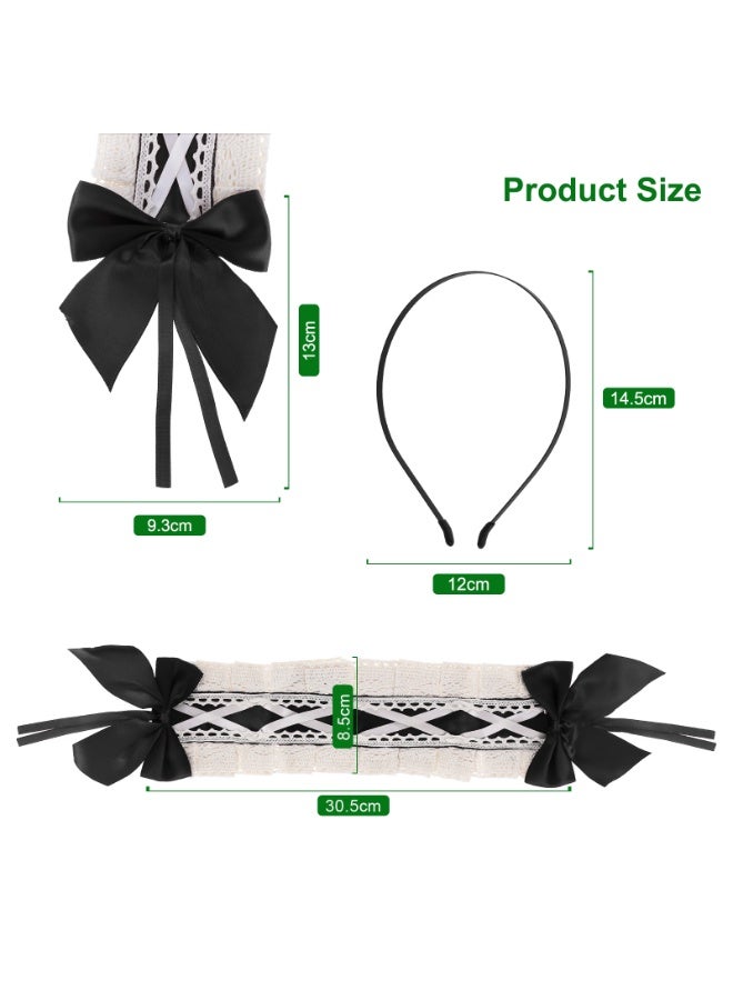 HSEAMALL Women's Lolita Headband Black Lace Maid Hairband Hair Accessories Girls Gothic Headdress for Cosplay Costume Party - Image 2